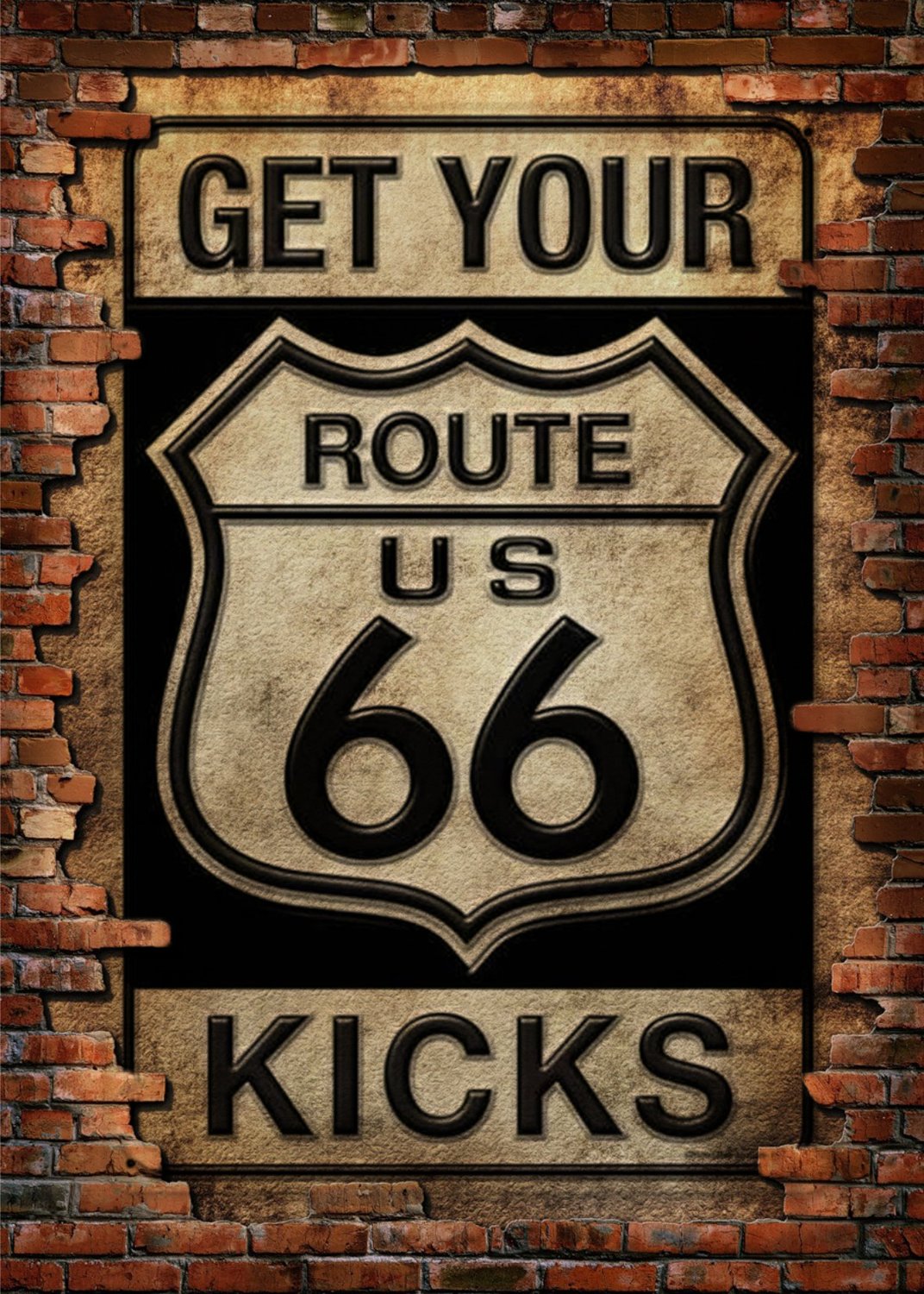Placa Decorativa Get Your Kicks Route 66 - Kiaga