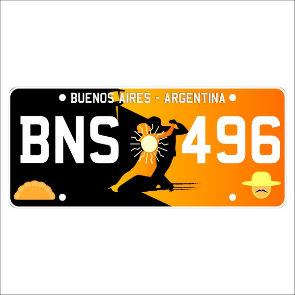 Placa Carro Argentina Réplica Em Alto Relevo