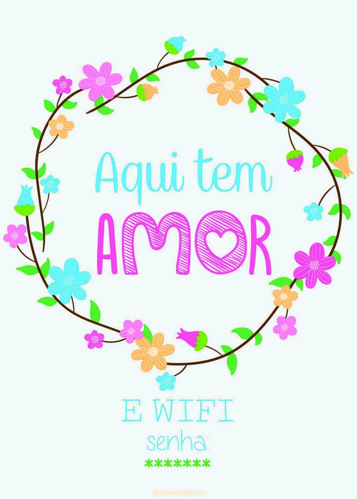 Placa Decorativa Frase: "Aqui Tem Amor E Wi-fi..." - Kiaga