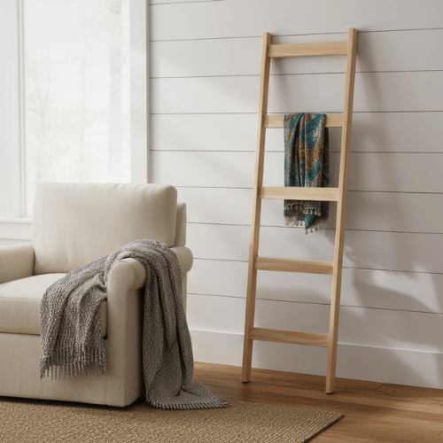 Escada Decorativa Organizadora em Madeira de Pinus Porta Revistas e Objetos 145cm - Farmhouse