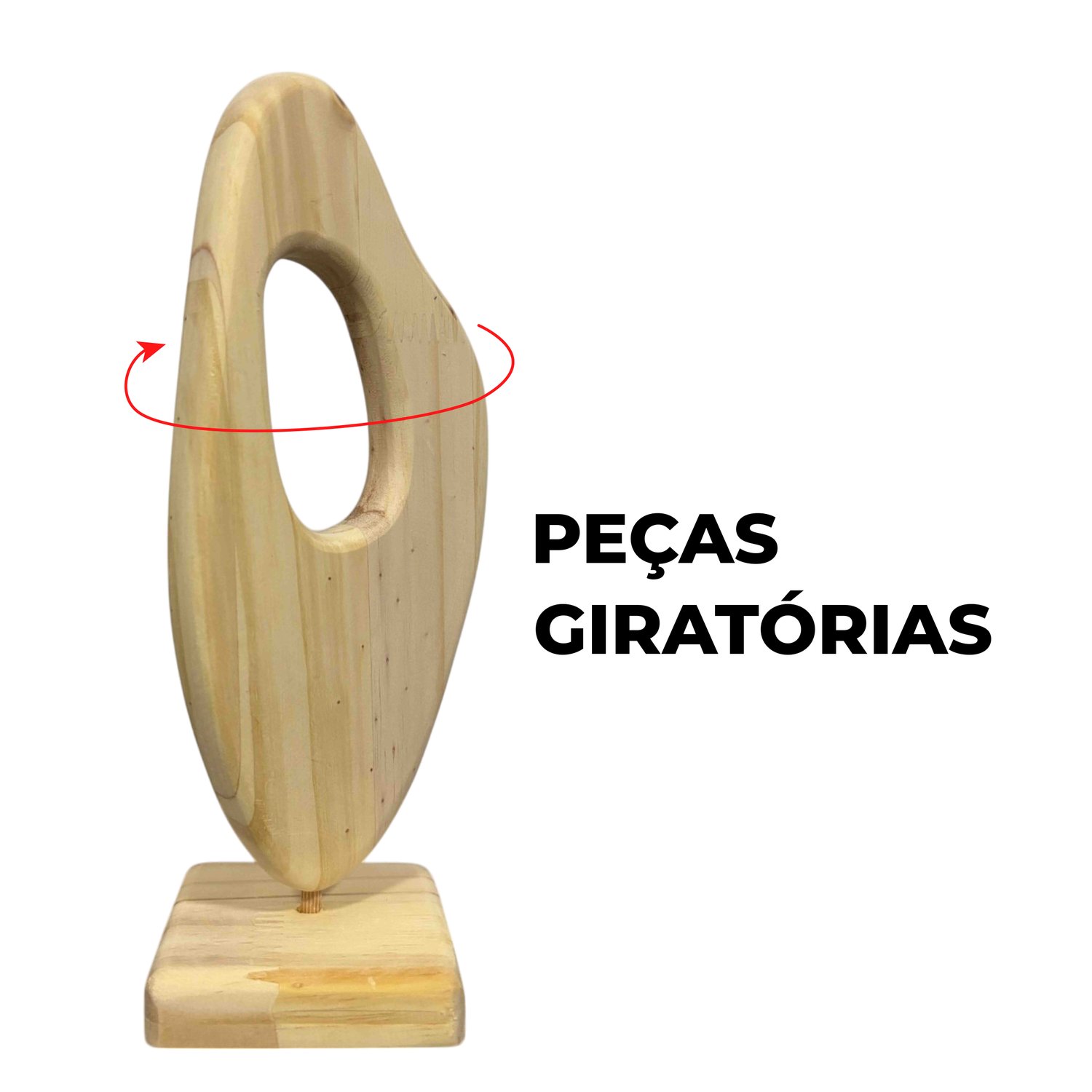 Escultura Decorativa De Estante Forma Orgânica Abstrata Em Madeira Com Suporte
