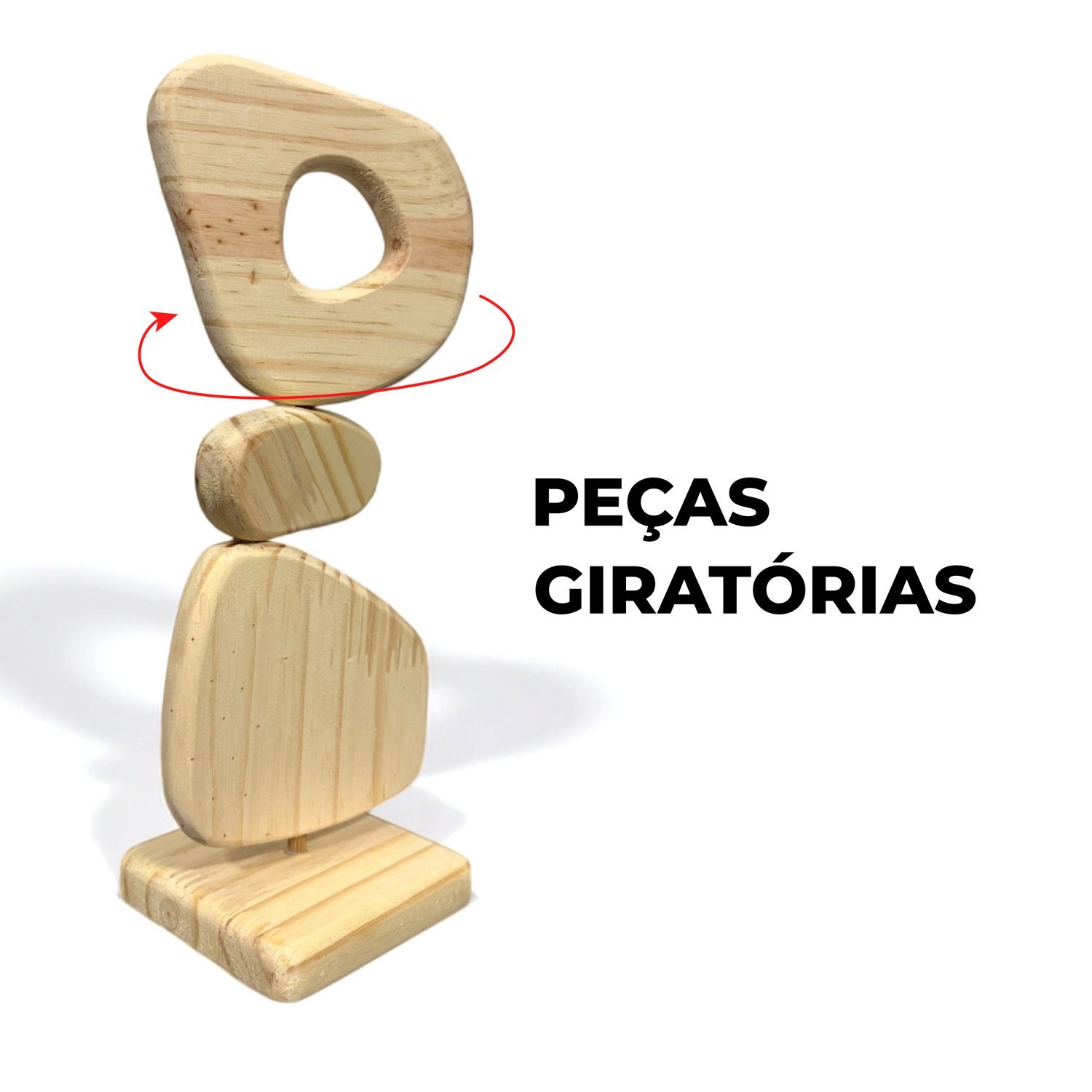 Escultura Decorativa De Estante Forma Orgânica Abstrata Em Madeira Pinus Com Suporte