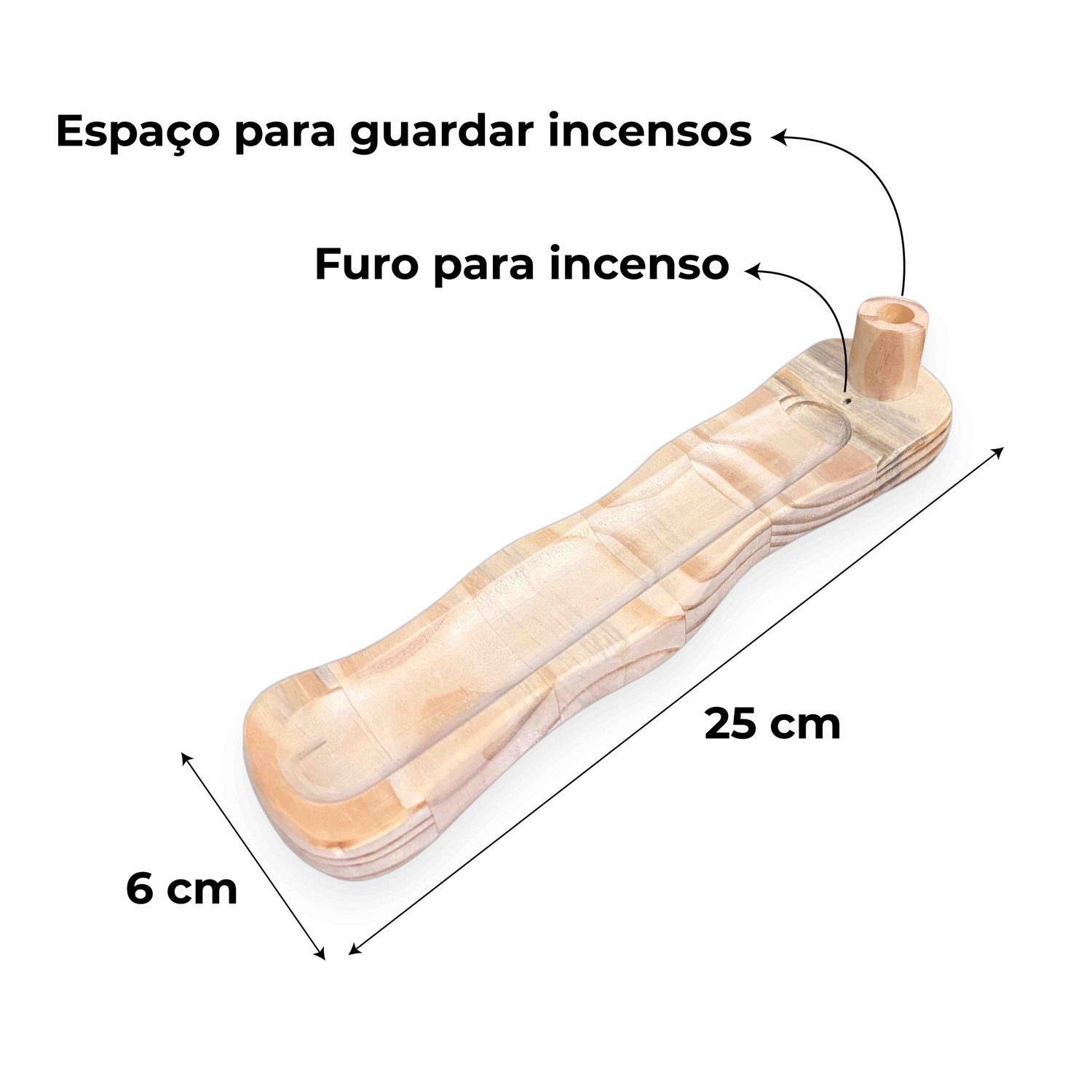 Incensário de Madeira Pinus com Suporte para Guardar Incenso Estilo Moderno Minimalista - Decoração Zen, Aromaterapia, Boho