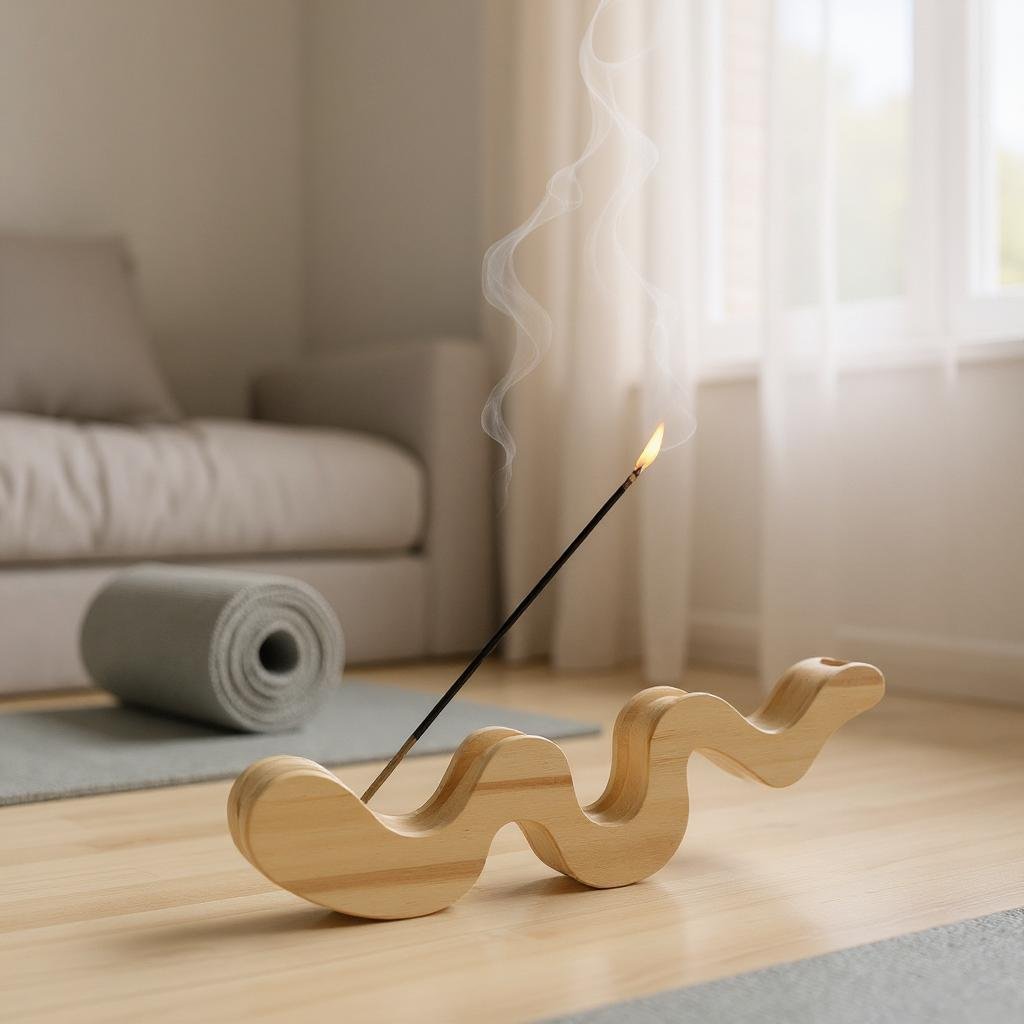 Incensário de Madeira Pinus Suporte para Incenso Estilo Minimalista - Decoração Zen, Aromaterapia, Boho
