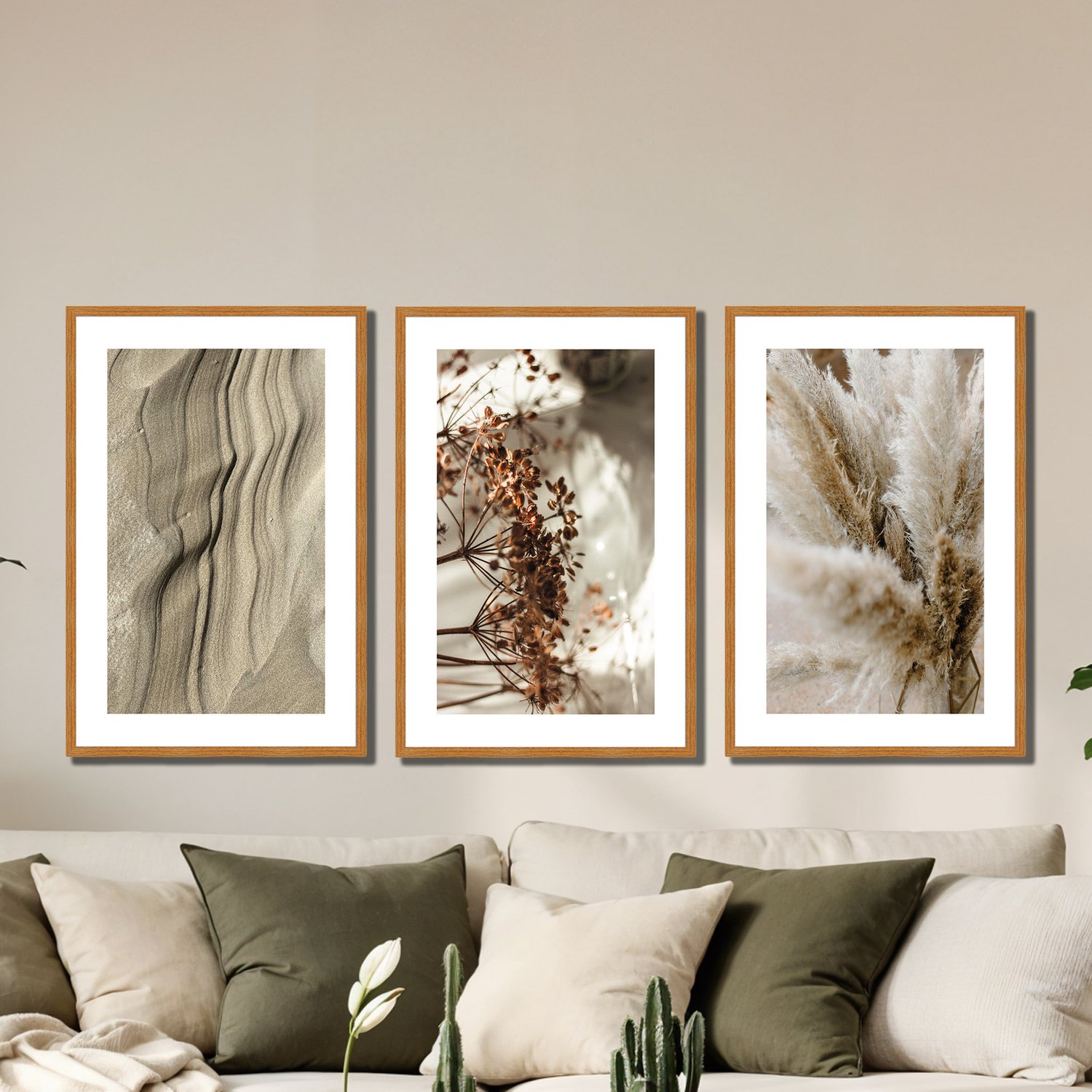 Kit 3 Quadros Decorativos Natureza Minimalista