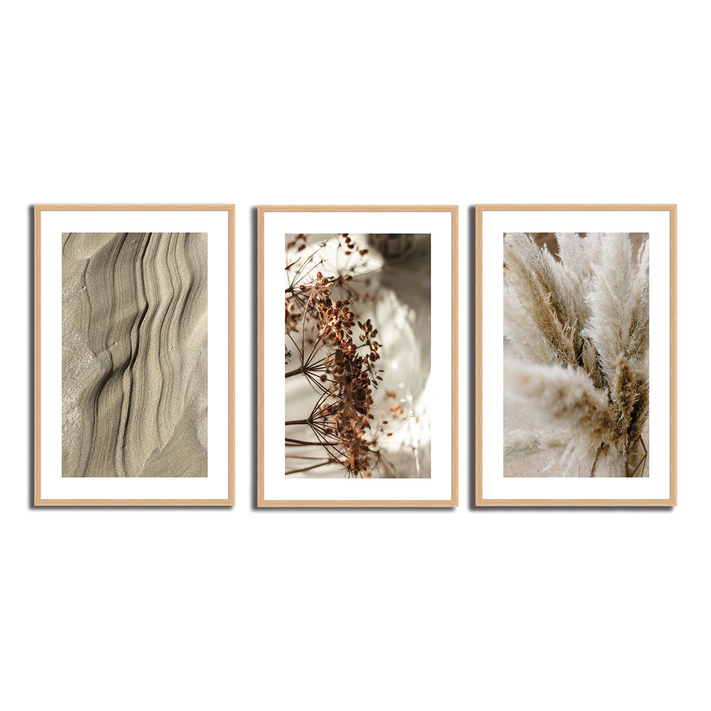 Kit 3 Quadros Decorativos Natureza Minimalista