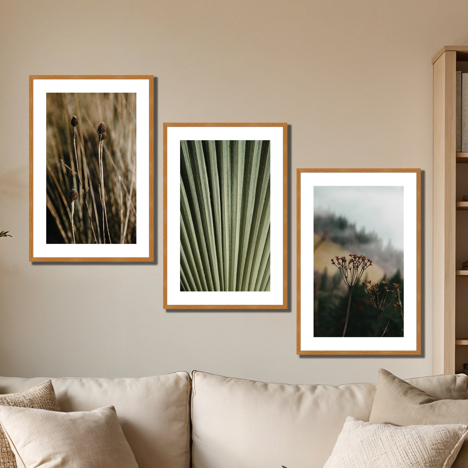 Kit 3 Quadros Decorativos Natureza Minimalista