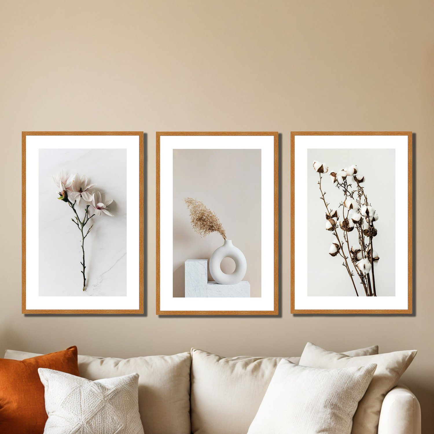 Kit 3 Quadros Decorativos Natureza Minimalista