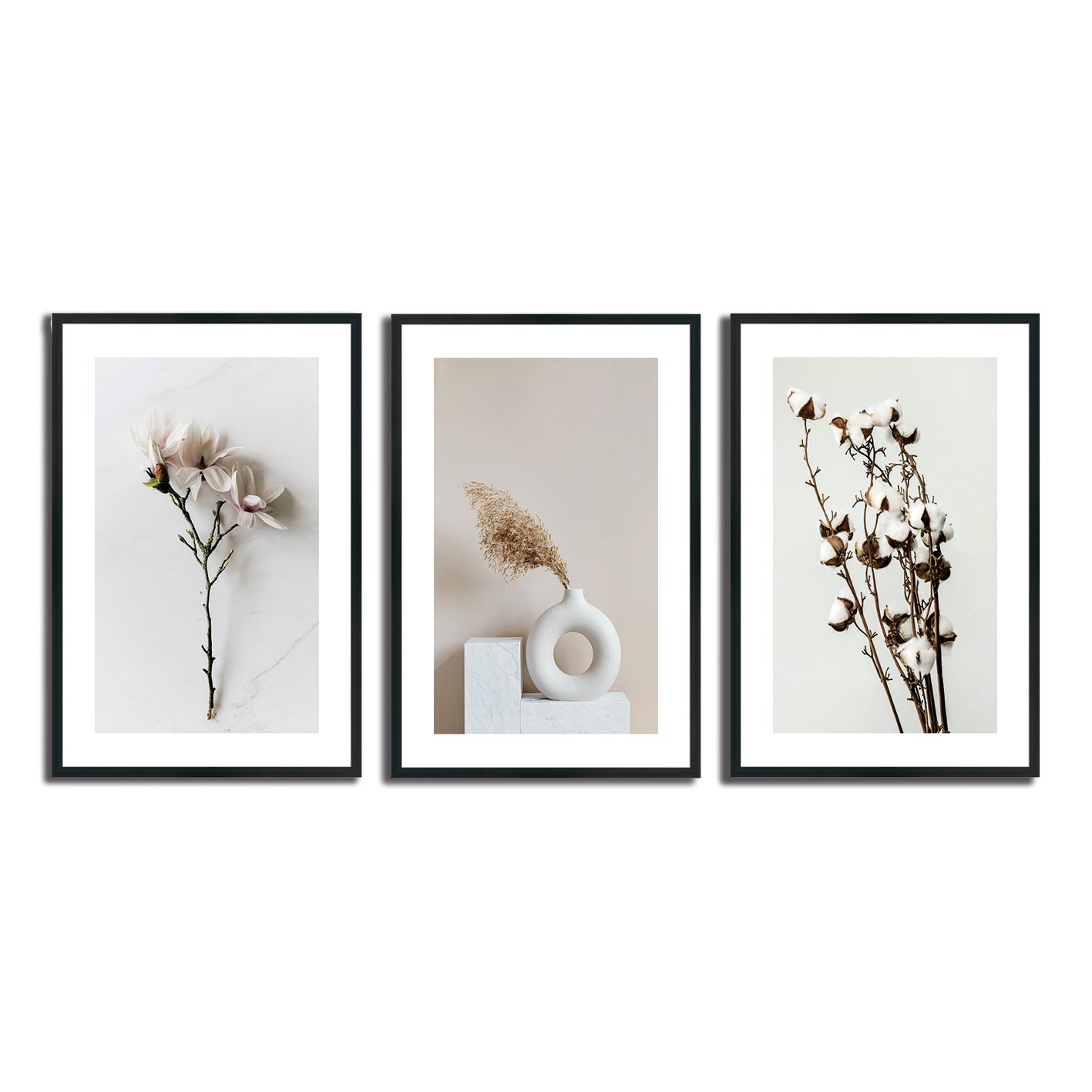 Kit 3 Quadros Decorativos Natureza Minimalista