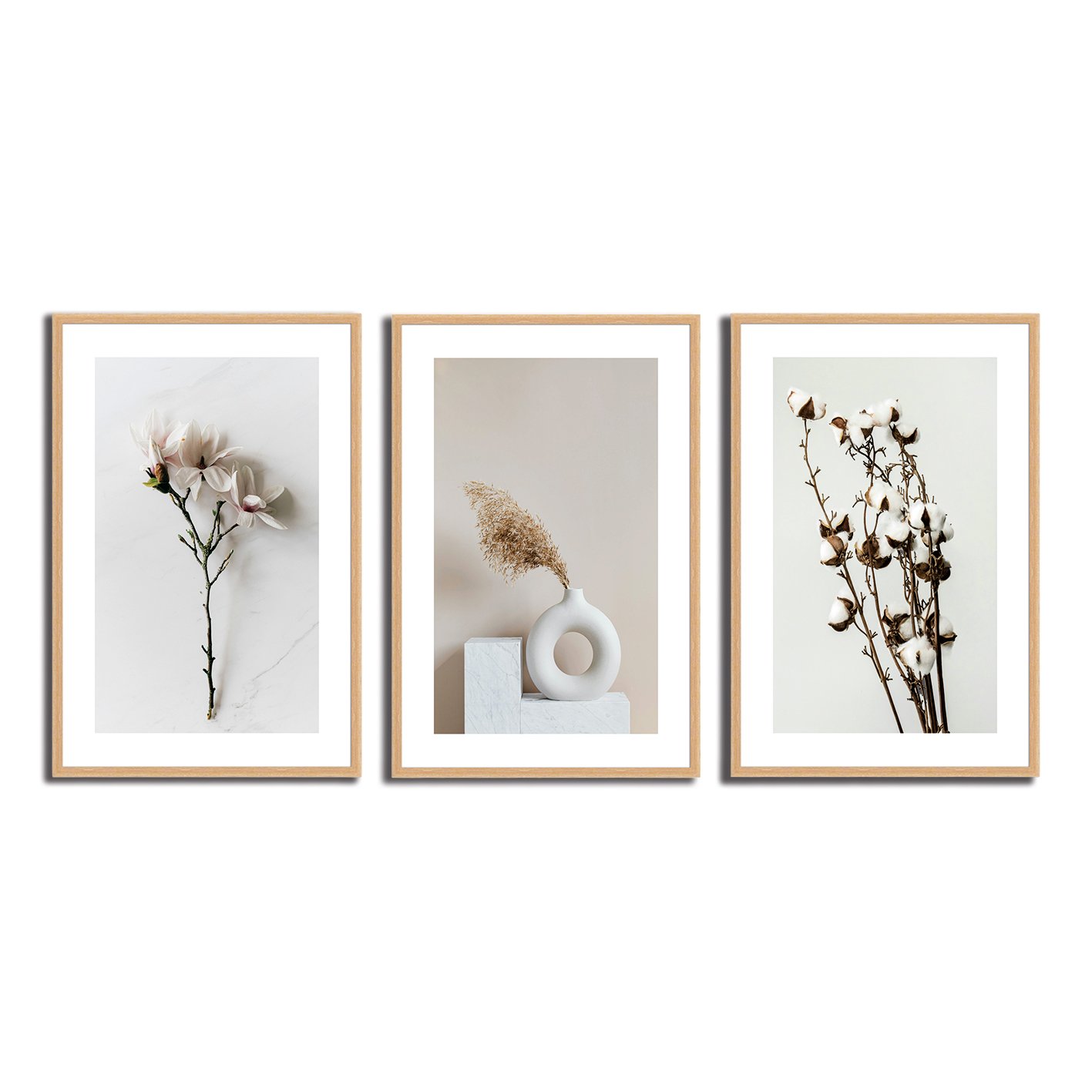 Kit 3 Quadros Decorativos Natureza Minimalista