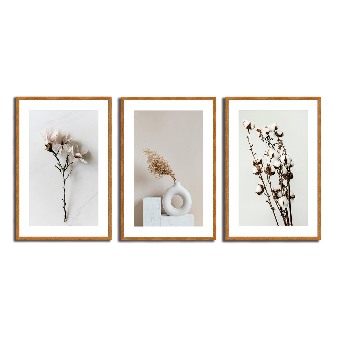 Kit 3 Quadros Decorativos Natureza Minimalista