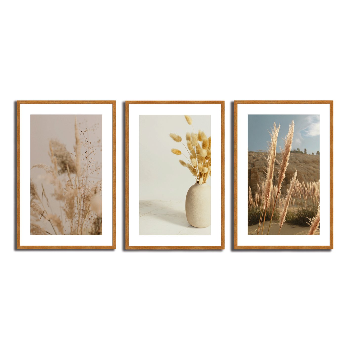 Kit 3 Quadros Decorativos Natureza Minimalista