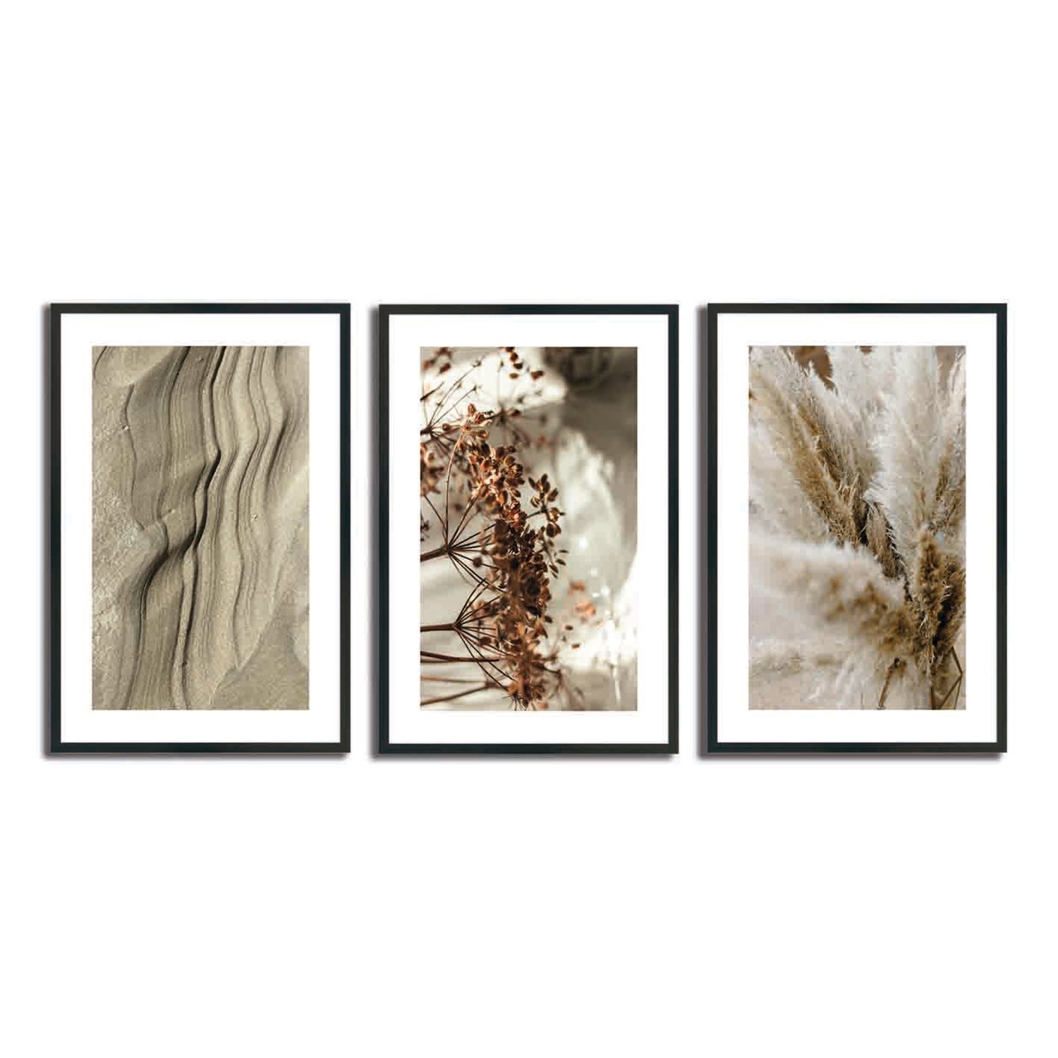 Kit 3 Quadros Decorativos Natureza Minimalista