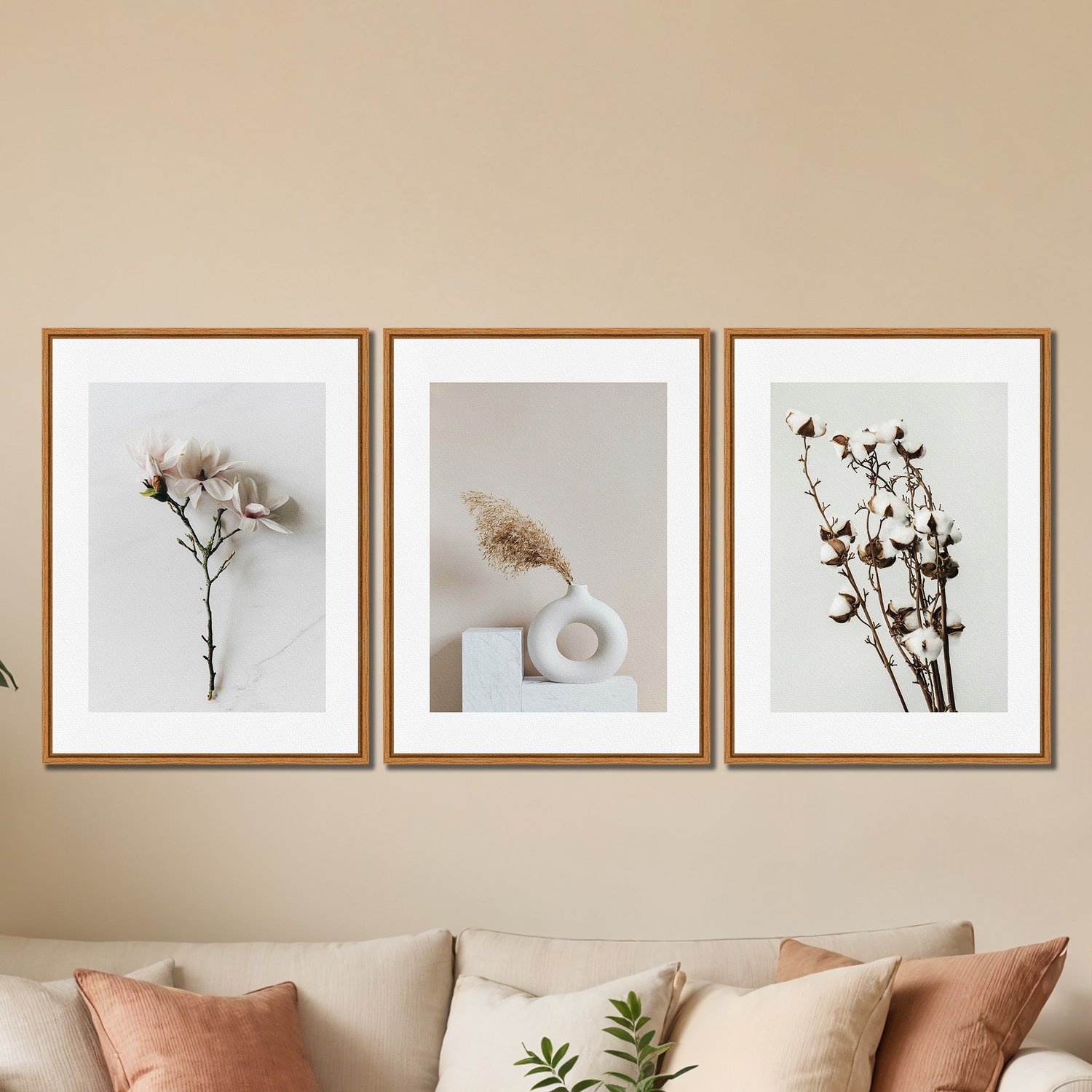Kit 3 Quadros em Telas Canvas Natureza Minimalista