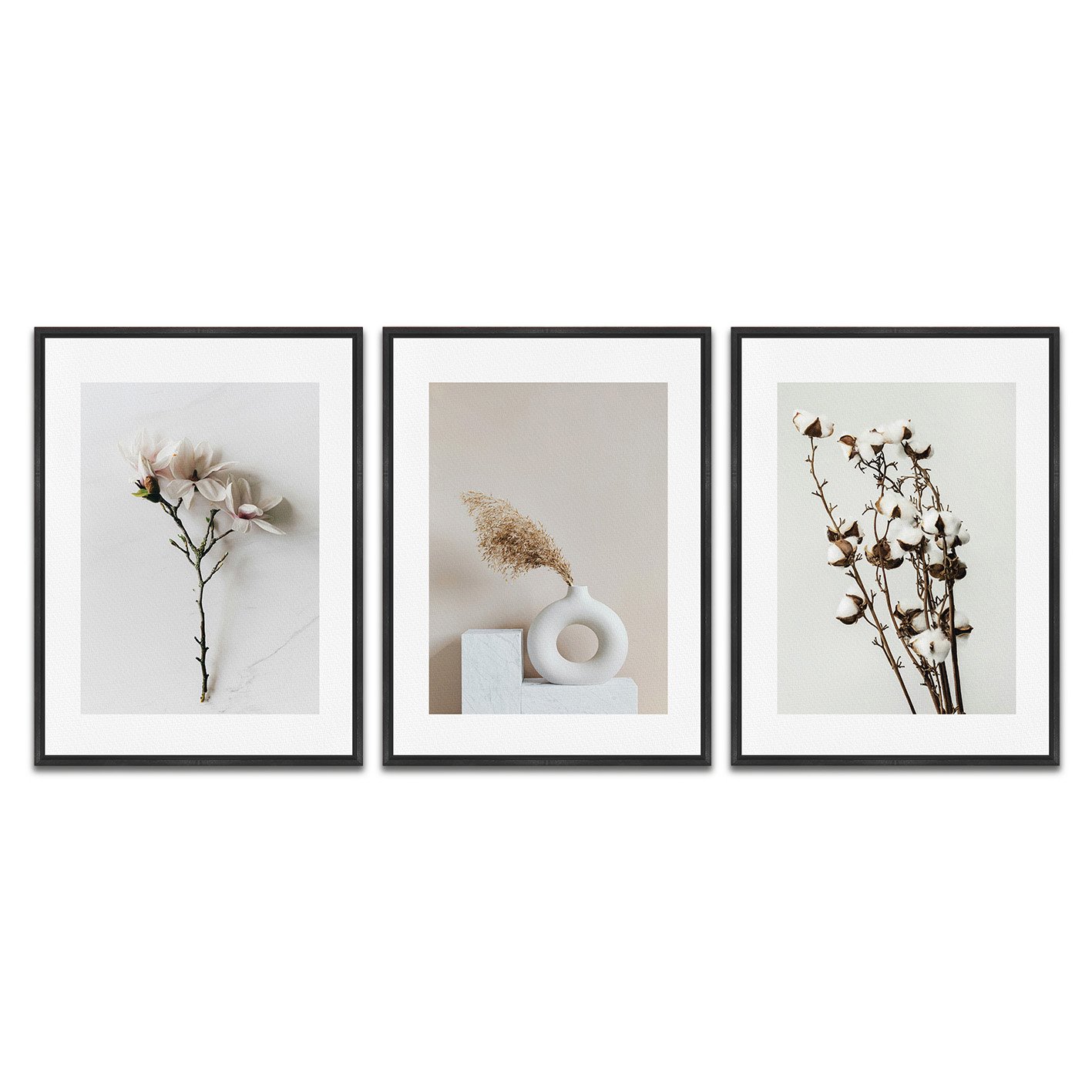 Kit 3 Quadros em Telas Canvas Natureza Minimalista