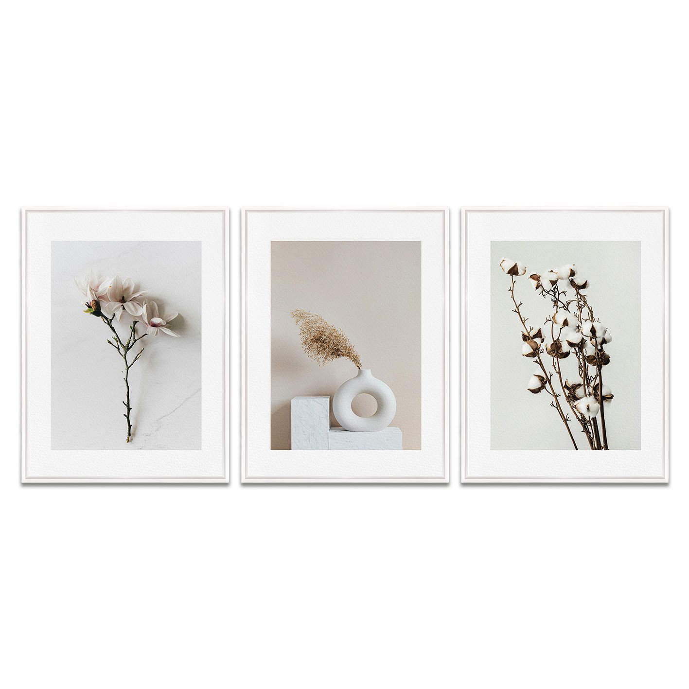 Kit 3 Quadros em Telas Canvas Natureza Minimalista