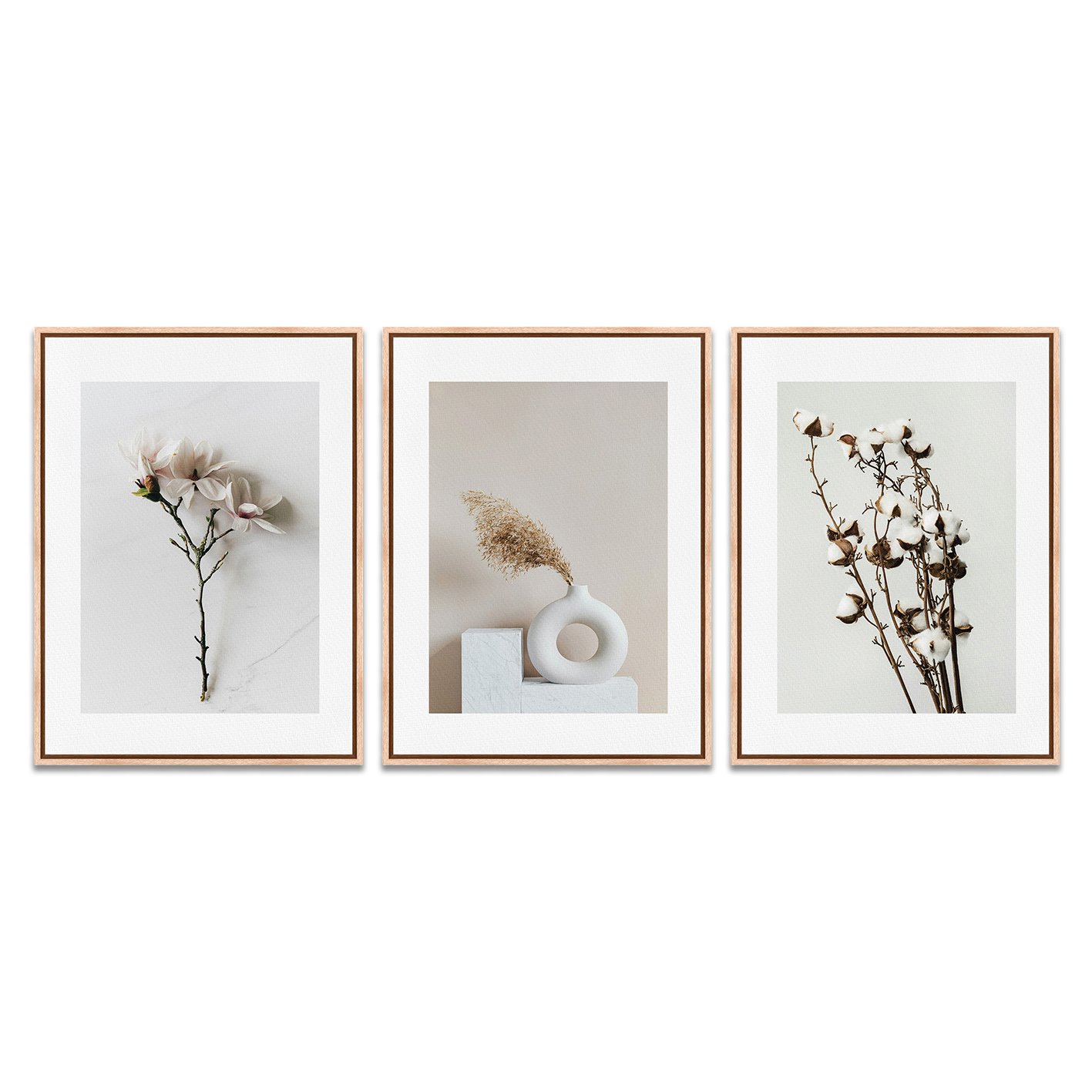 Kit 3 Quadros em Telas Canvas Natureza Minimalista