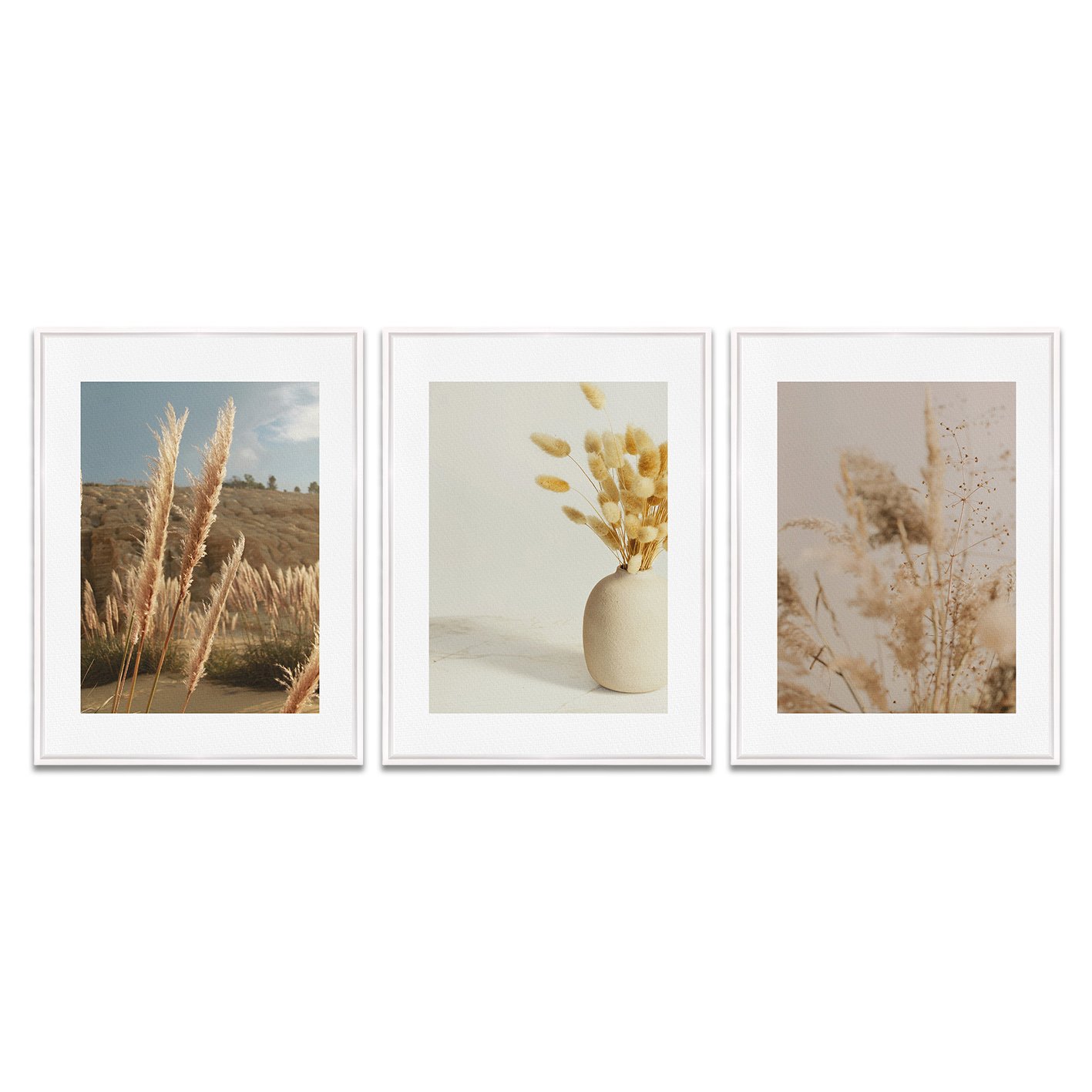 Kit 3 Quadros em Telas Canvas Natureza Minimalista