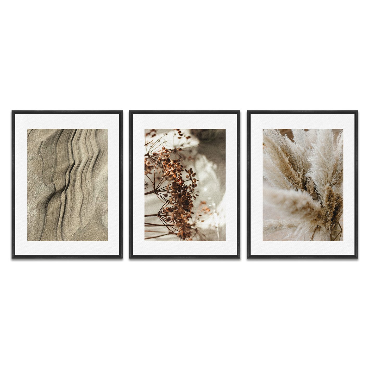 Kit 3 Quadros em Telas Canvas Natureza Minimalista