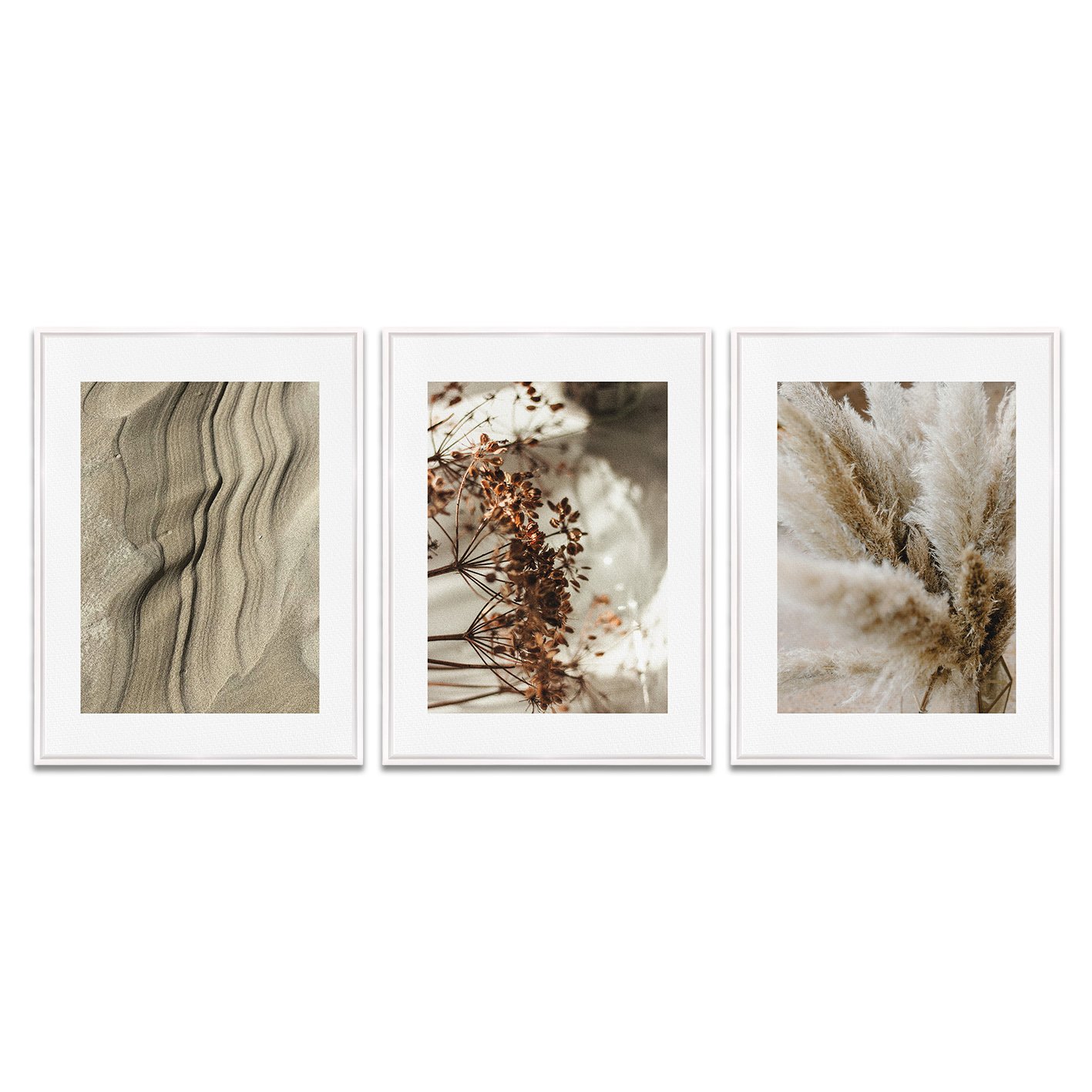 Kit 3 Quadros em Telas Canvas Natureza Minimalista