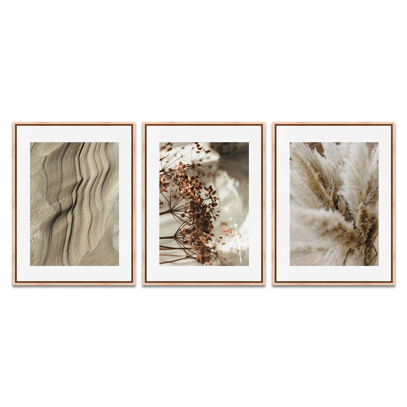 Kit 3 Quadros em Telas Canvas Natureza Minimalista