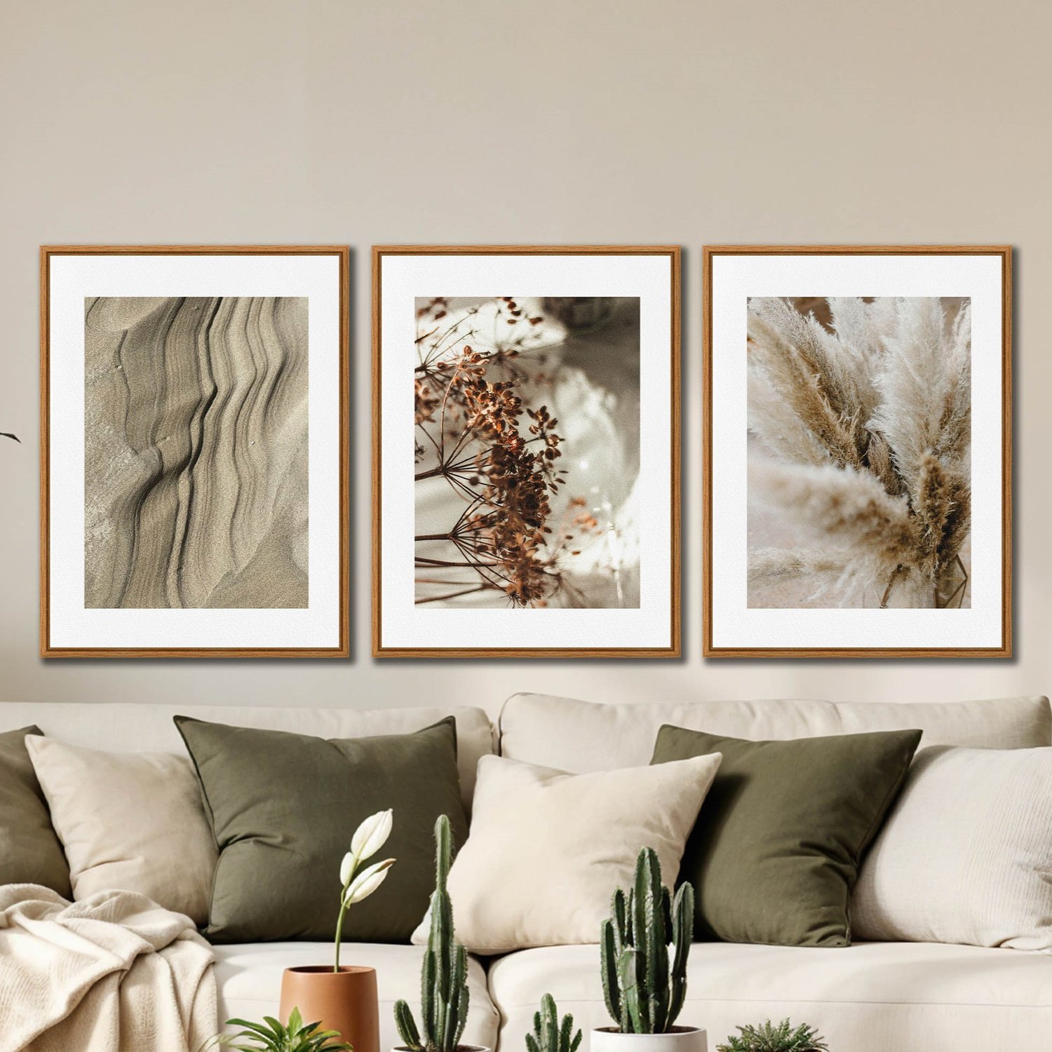 Kit 3 Quadros em Telas Canvas Natureza Minimalista