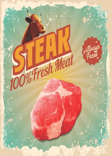 Placa Decorativa Steak 100% Fresh Meat