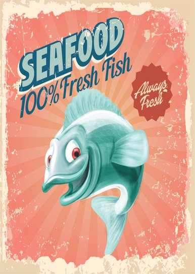Placa Decorativa Seafood 100% Fresh Fish