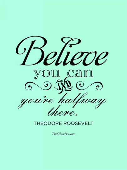 Placa Decorativa Frase Theodore  Roosevelt Believe You Can And You're Halfway There