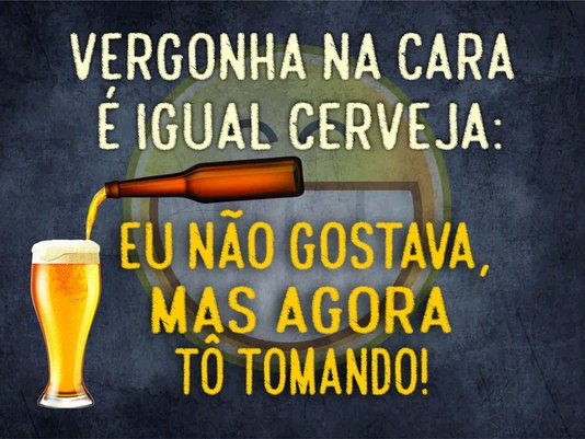 Placa Decorativa Frases de Boteco - Vergonha na Cara é Igual a Cerveja: Eu não Gostava Mas Agora Tô Tomando