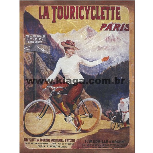 Placa Decorativa Bicicleta La Touricyclette Paris