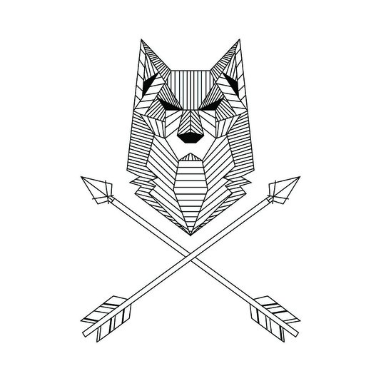 Placa Decorativa Desenho de Lobo e Flechas