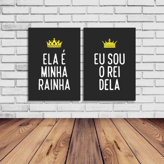 Kit 2 Placas Ela é Minha Rainha, Eu Sou o Rei Dela