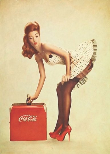 Placa Decorativa Vintage Pin-Up Cola-Cola