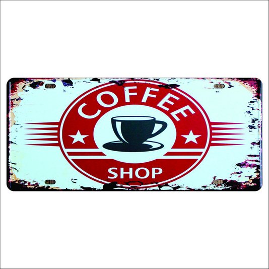Placa Decorativa Vintage de Carro em Mdf - Coffee Shop