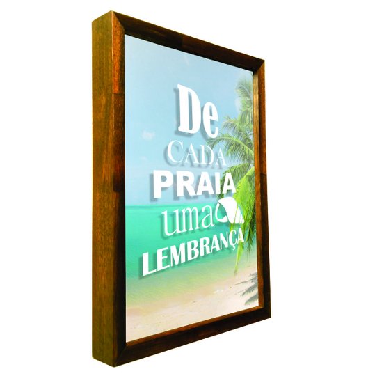 Quadro Porta Conchinhas e Conchas Recordações De Cada Praia Uma Lembrança