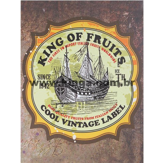 Placa Decorativa King Of Fruits Cool Vintage Label