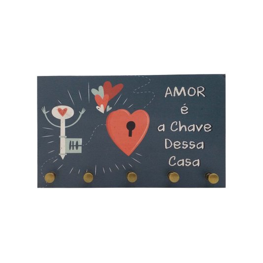 Porta Chaves Kiaga Frase Amor é a Chave Dessa Casa - k3025