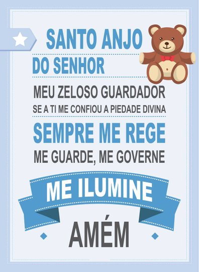 Placa Decorativa Frase "Santo Anjo do Senhor..."