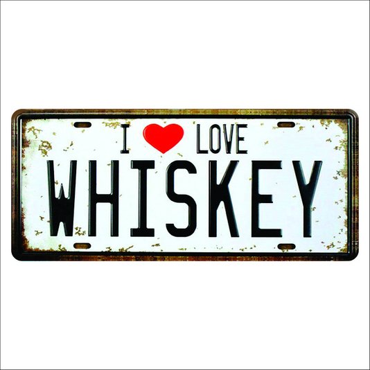 Placa Decorativa Vintage de Carro em Mdf - I love Whiskey