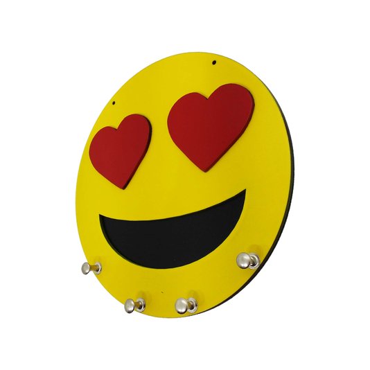 Porta Chaves Redondo Emoji Apaixonado