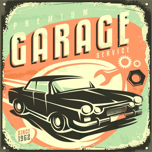 Placa Decorativa Garage Service Premium Since 1962