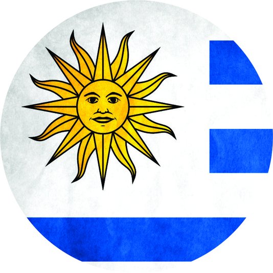 Placa Decorativa Redonda Bandeira do Uruguai