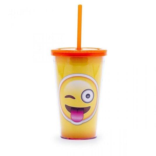 Copo Com Canudo Emoji Língua - Tô Rindo À Toa! - LUDI