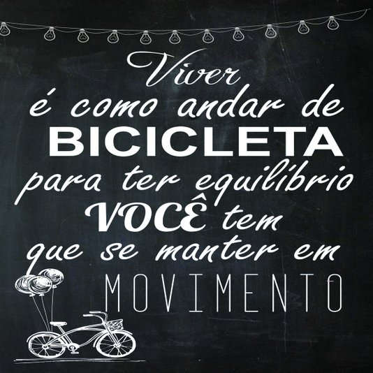 Placa Decorativa Frase "Viver é Como Andar de Bicicleta..."