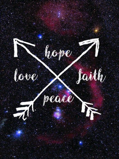 Placa Decorativa Frase Hope Love Faith Peace