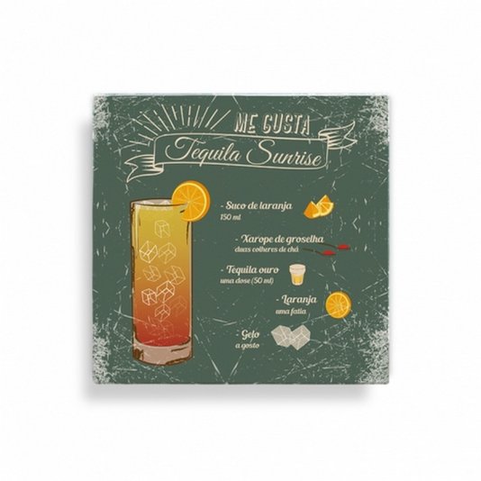Placa Decorativa em Metal Quadro Tequila Sunrise