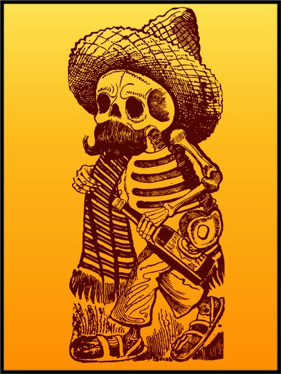 Placa Decorativa Esqueleto Mexicano
