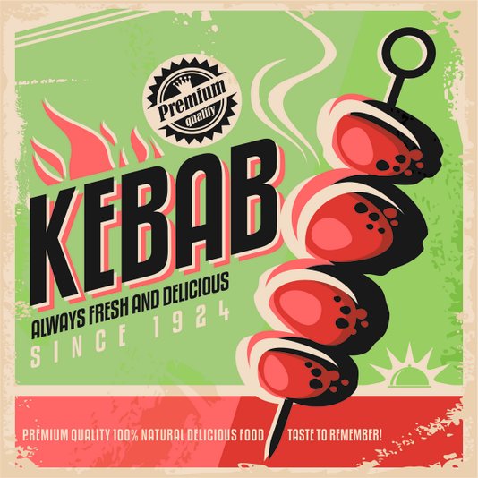 Placa Decorativa Kebab Always Fresh and Delicious Since 1924