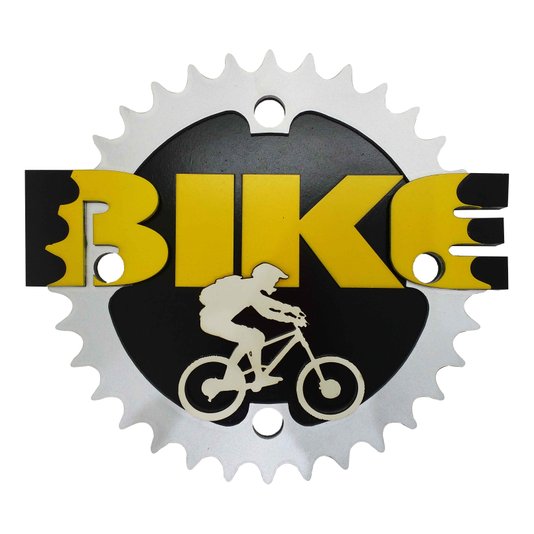 Placa Decorativa Com Relevo Engrenagem Bike